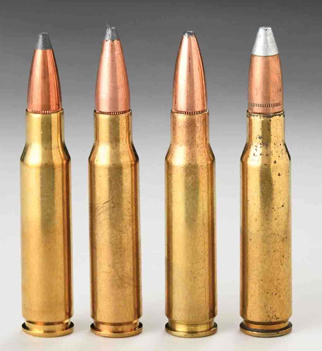 Some sources report that factory rounds can be measured for case expansion and then the handloader can use this measurement as a “do not exceed” level for load testing. These are the four factory rounds measured for case expansion.